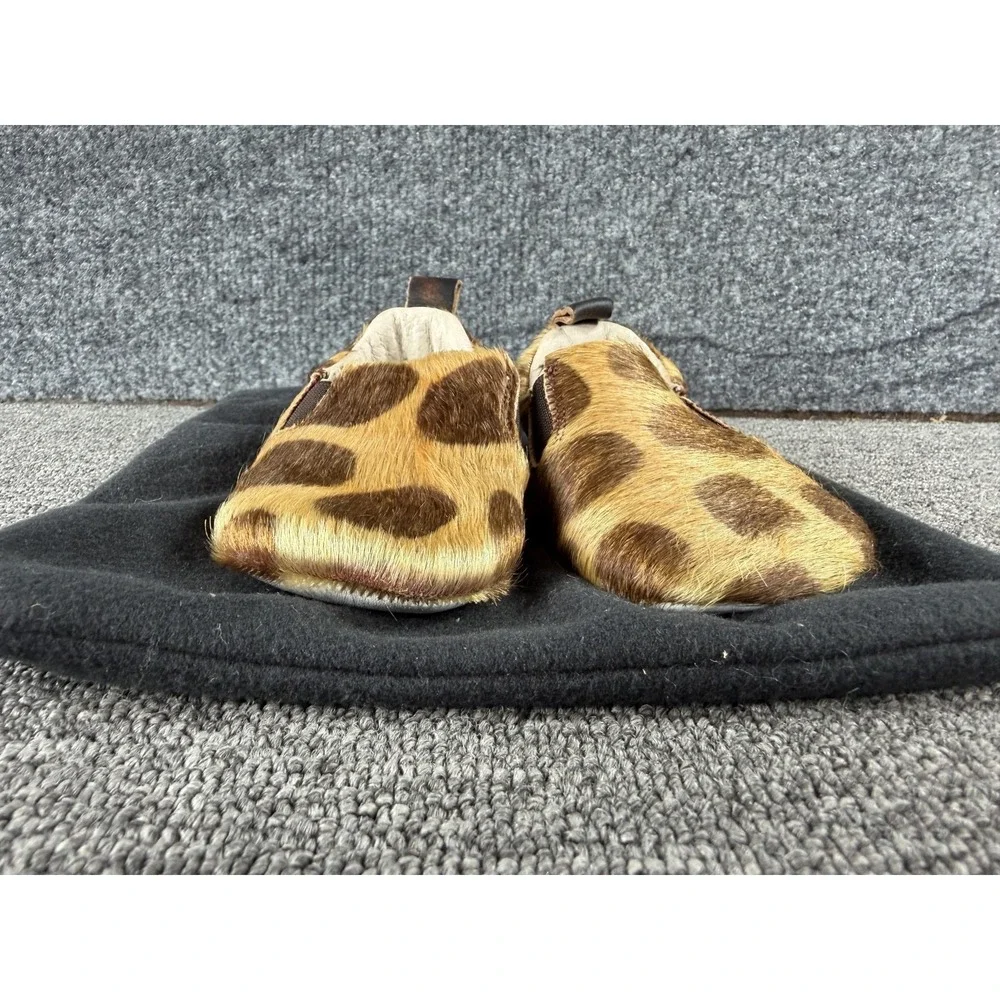 Freebird Crib Shoes Girls 3 Brown Baby Kicks Animal Hair Leather Lined Slippers